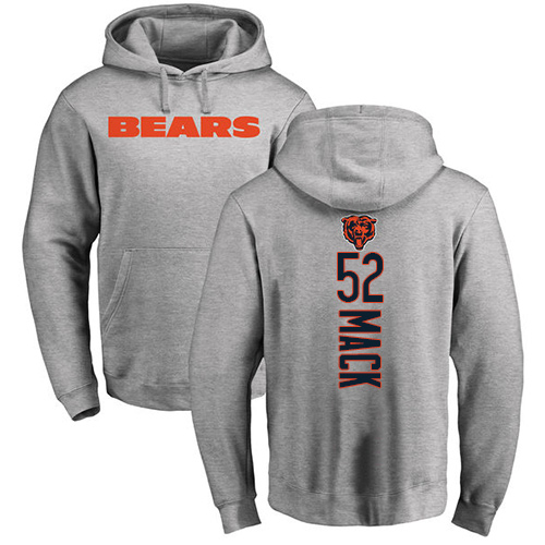 Chicago Bears Men Ash Khalil Mack Backer NFL Football 52 Pullover Hoodie Sweatshirts